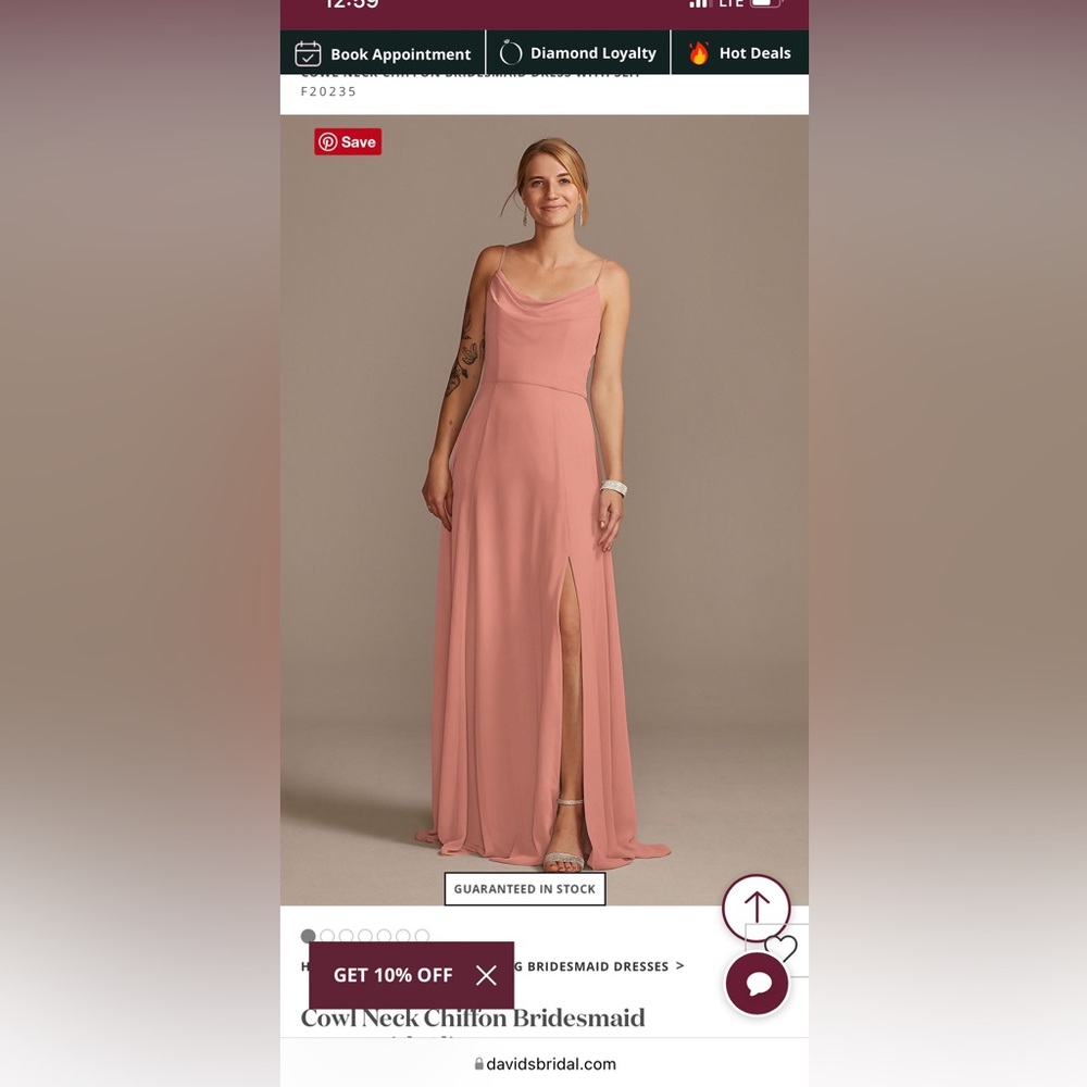 David’s Bridal long cowl neck desert coral - Picture 2 of 5